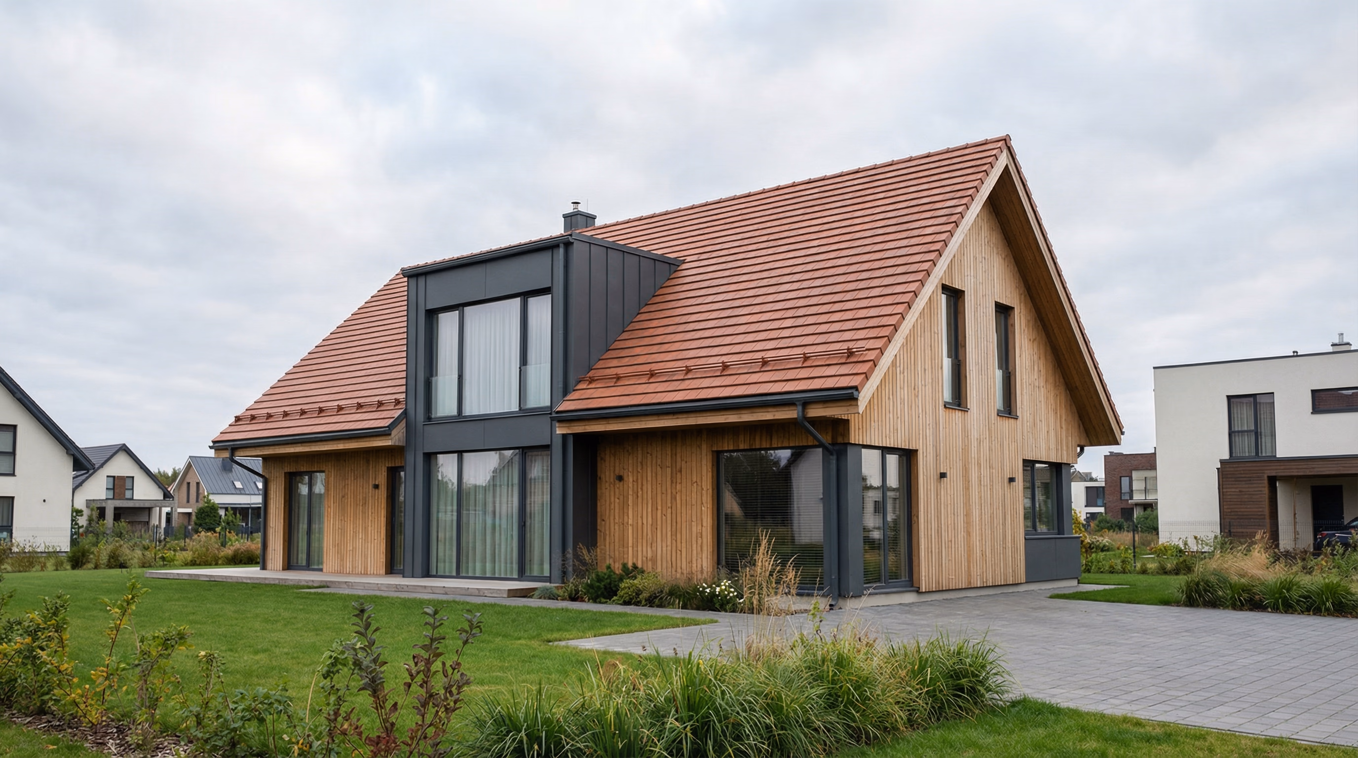 Šiuolaikinis stogas metalinėmis čerpėmis